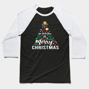 We Wish You a Merry Christmas Cute Xmas Pajama Family Group. Baseball T-Shirt